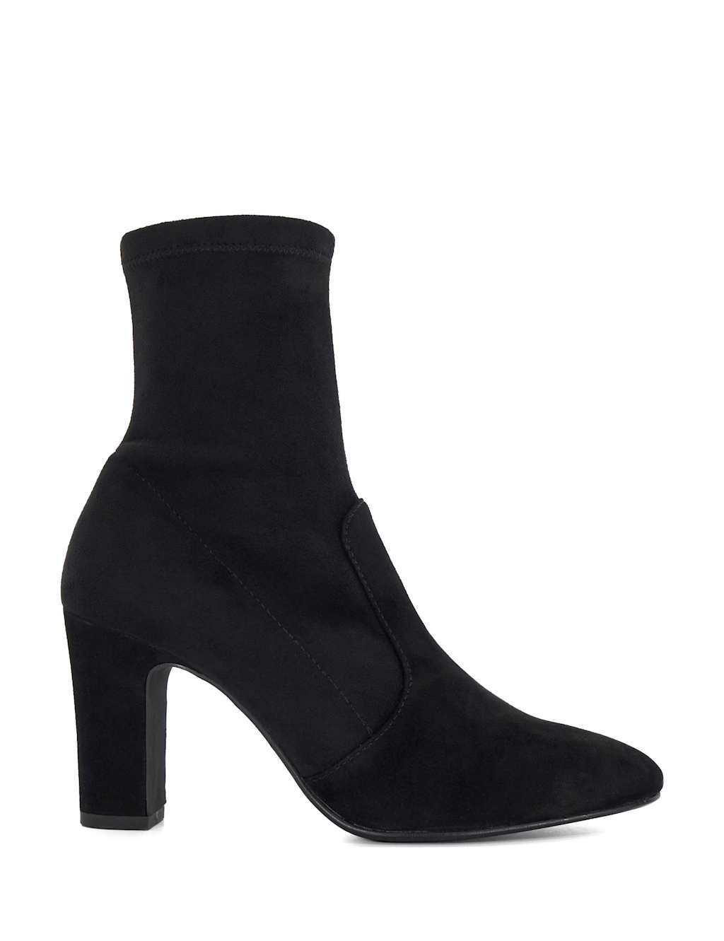 Dune London Wide Fit Suede Block Heel Sock Boots Black