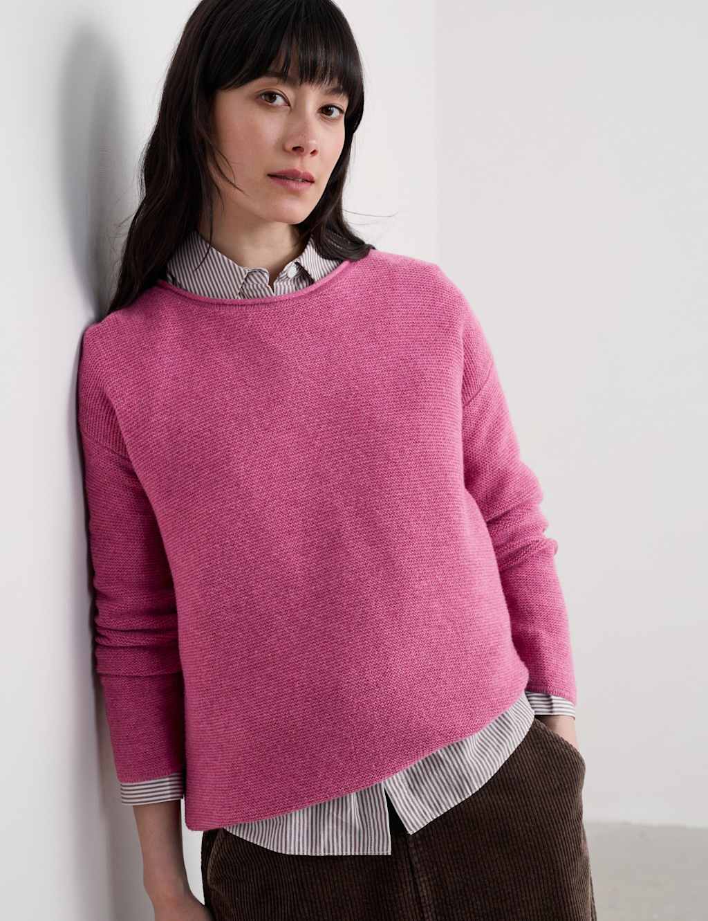 Seasalt Cornwall Wool Rich Crew Neck Jumper Pink