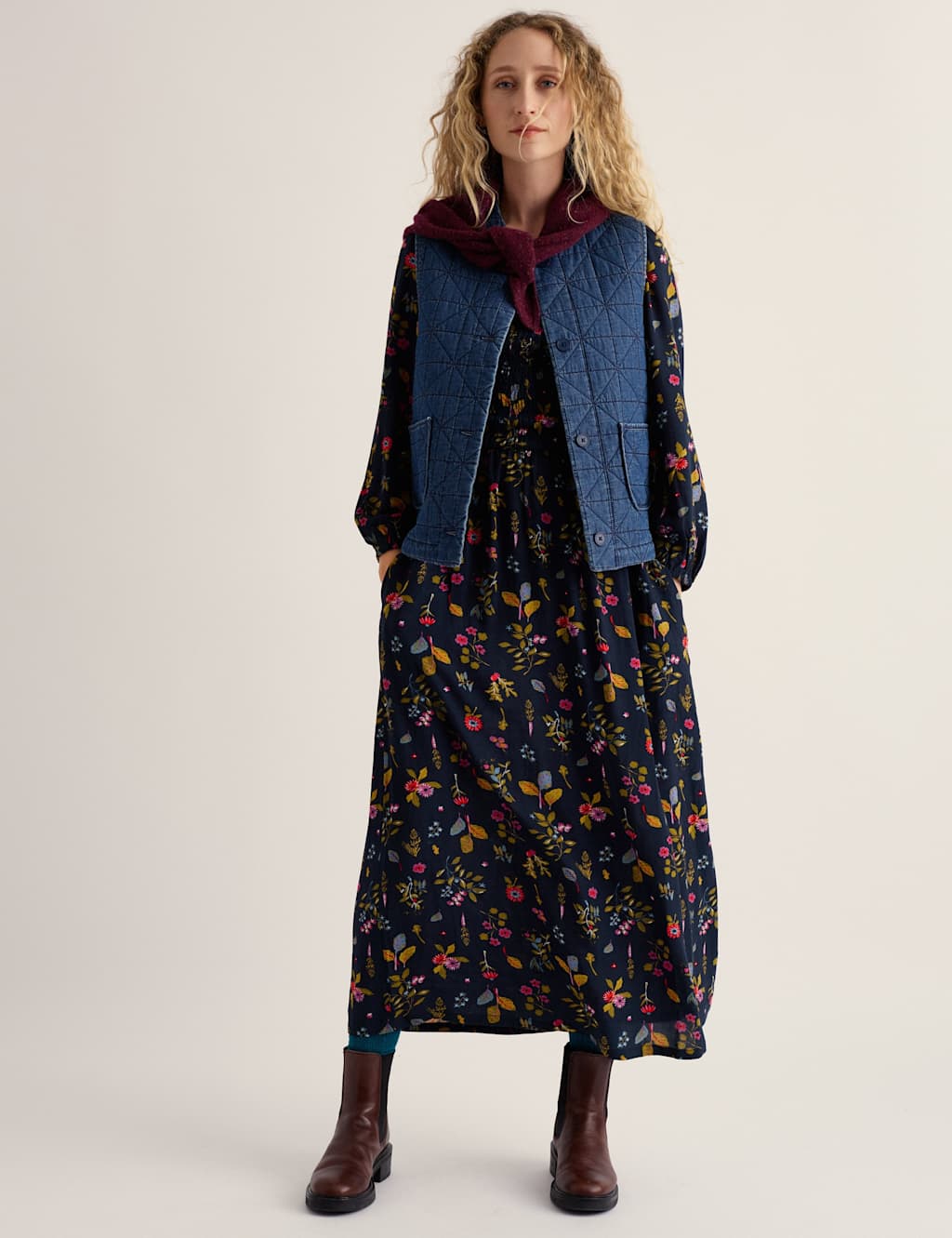Seasalt Cornwall Women's Floral Midaxi Waisted Dress - 14 - Multi - Available at M&S