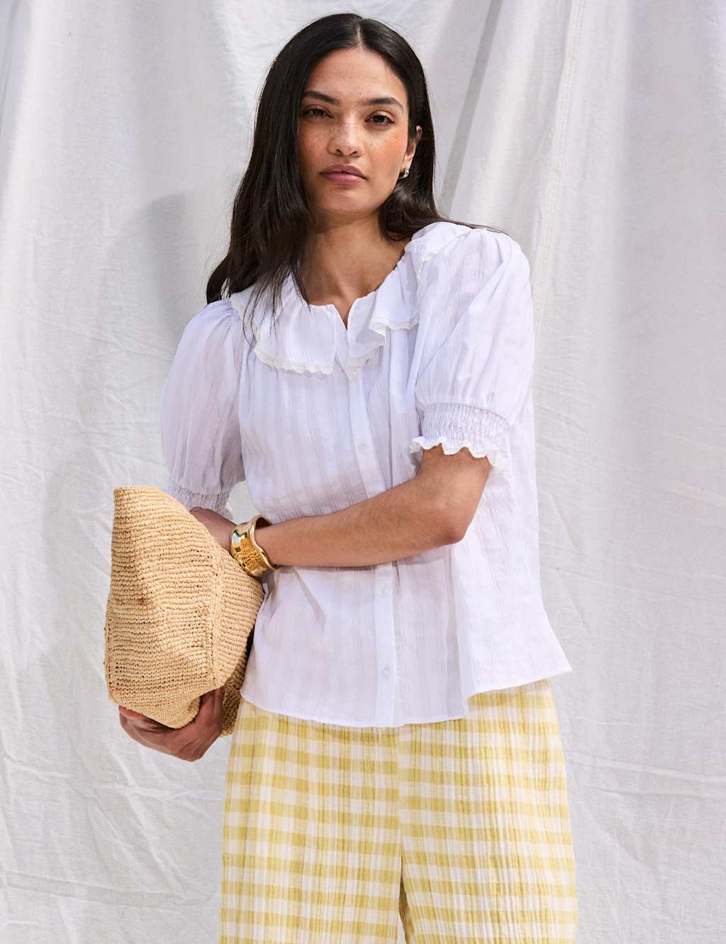 Ro&Zo Women's Cotton Rich Lace Trim Top - 14 - White - Available at M&S