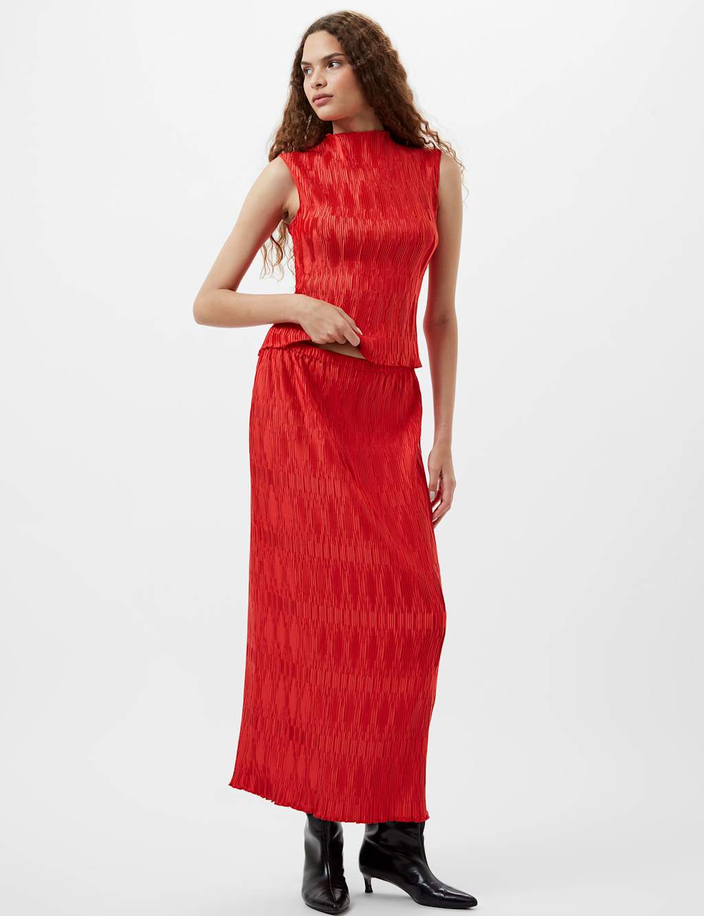Pleated Maxi Straight Skirt