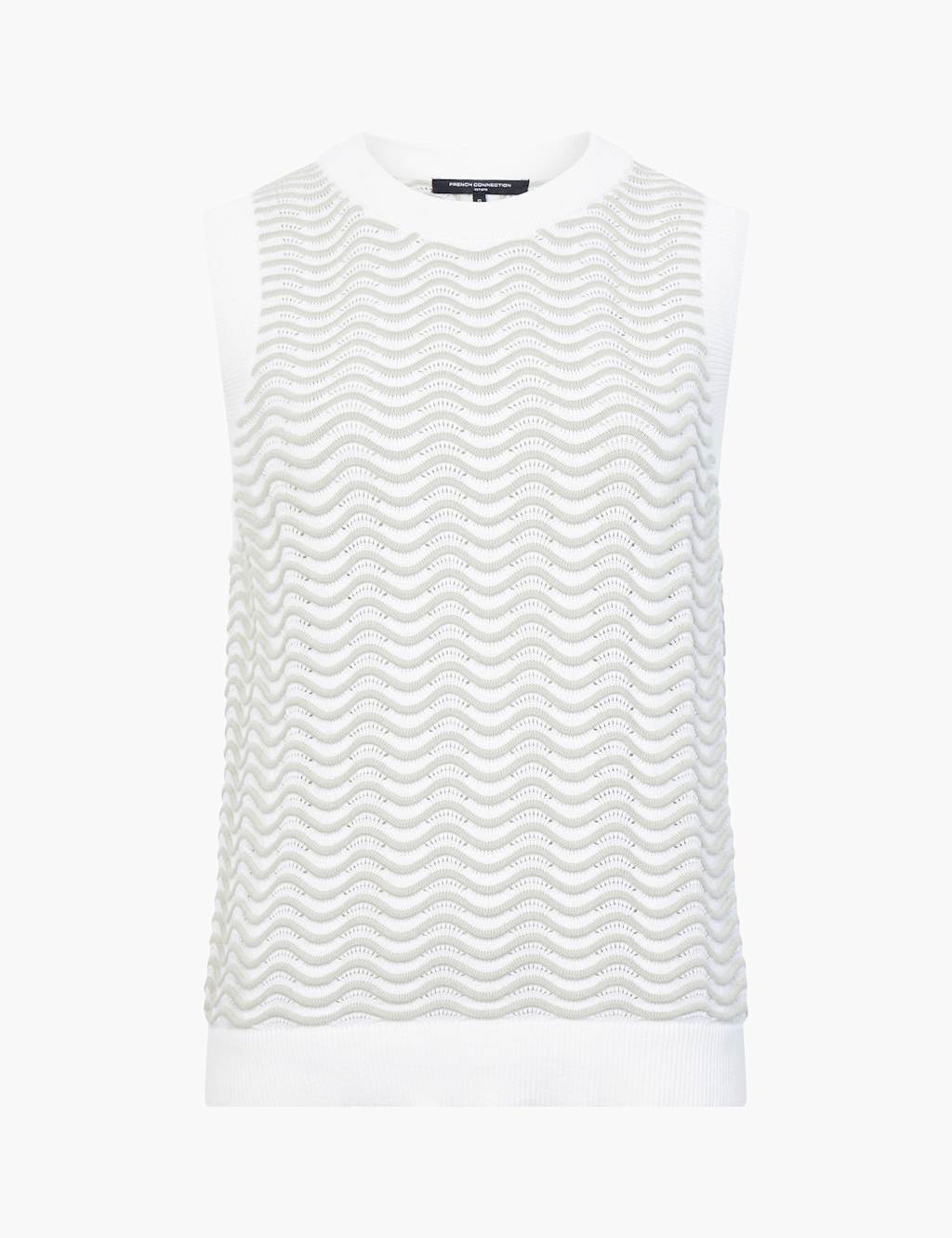 Pure Cotton Striped Textured Knitted Vest