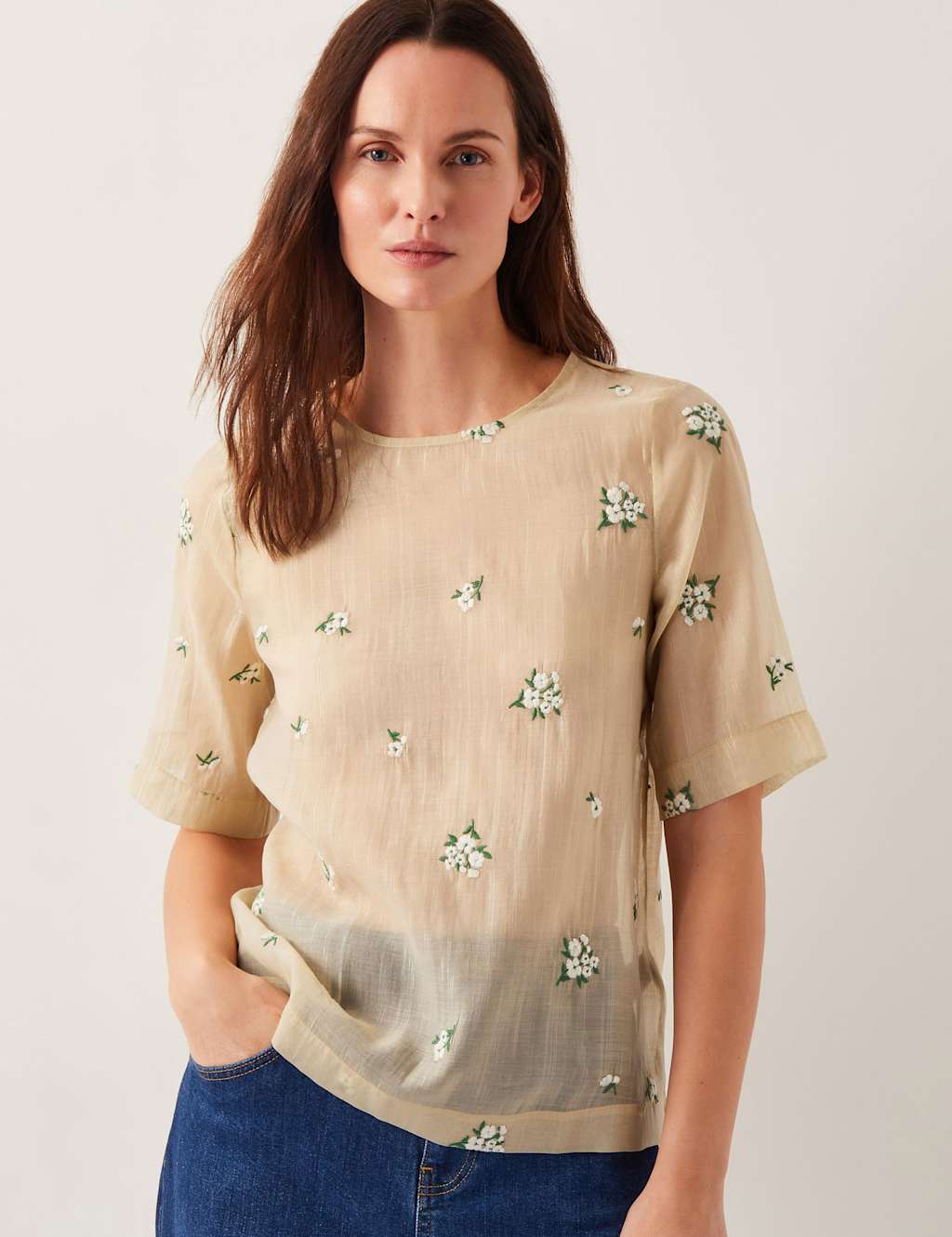 Sheer Embroidered Floral Top
