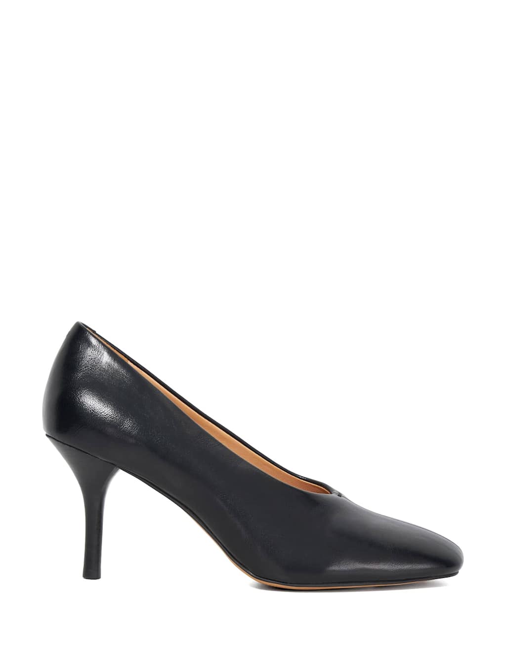 Dune London Leather Round Toe Court Shoes Black Mix