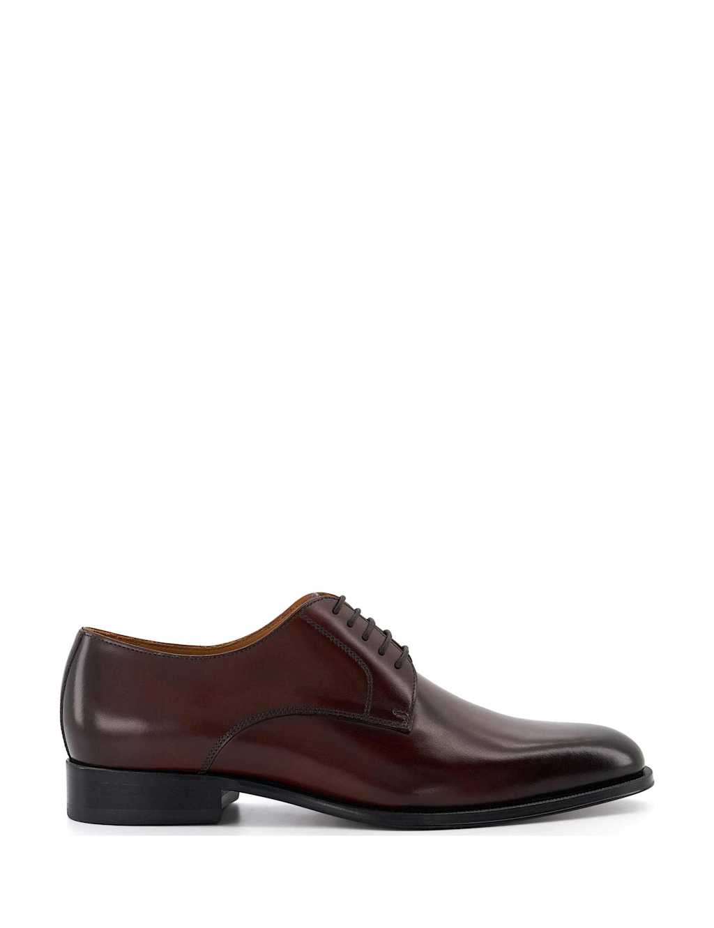 Dune London Wide Fit Premium Leather Sole Derby Shoe Dark Brown
