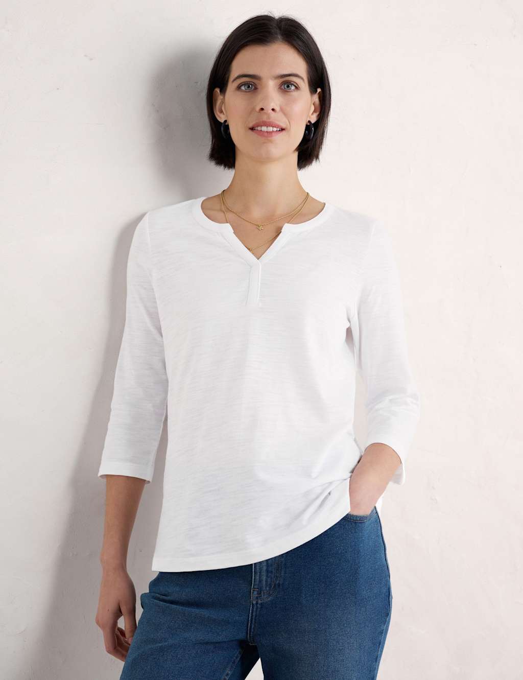 Seasalt Cornwall Pure Cotton Notch Neck Top White