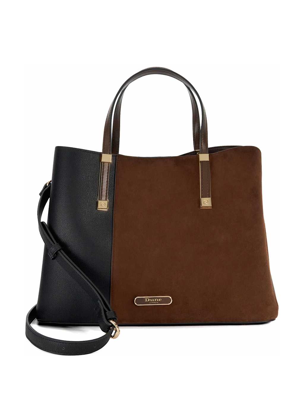 Dune London Suede Tote Bag Dark Brown