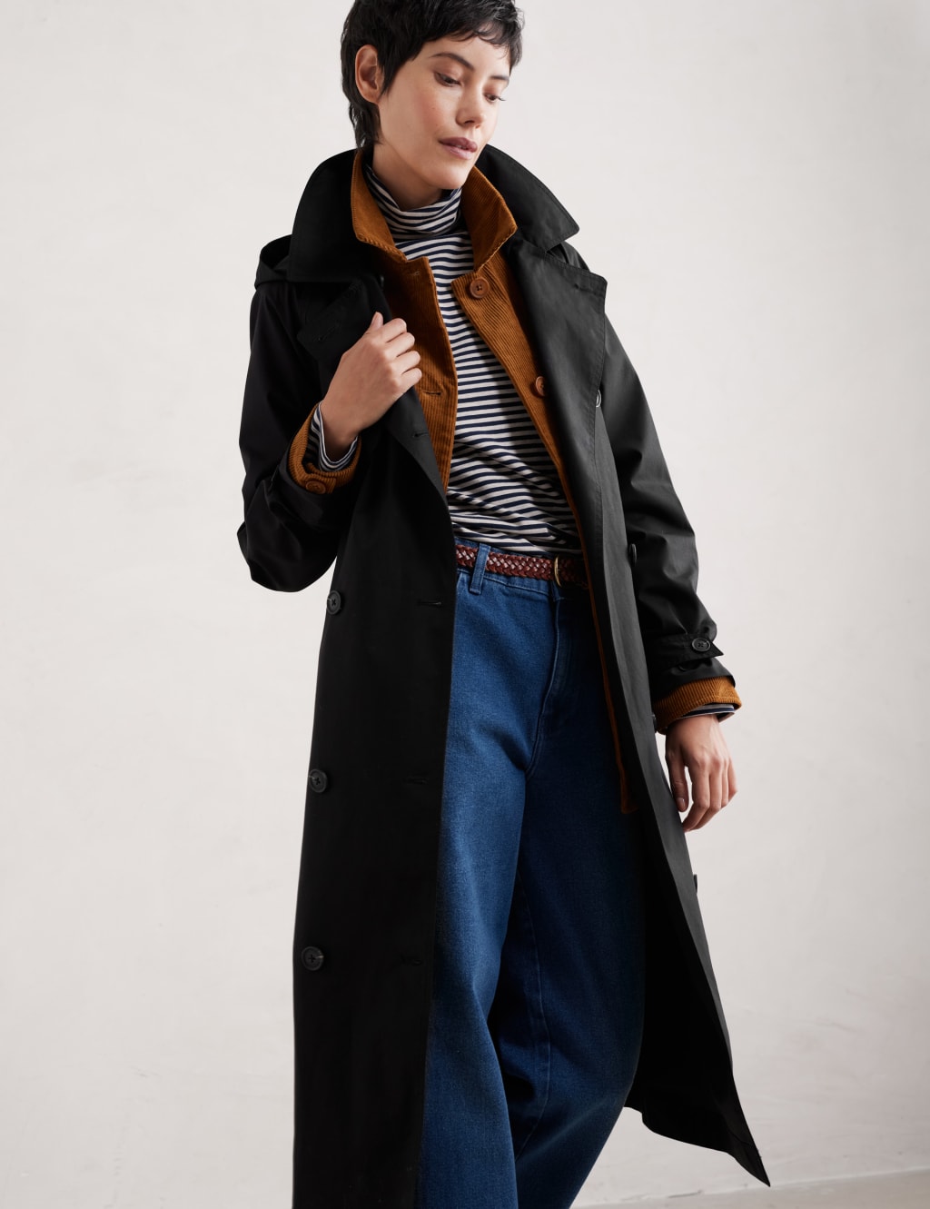 Pure Cotton Belted Double Breasted Trench Coat