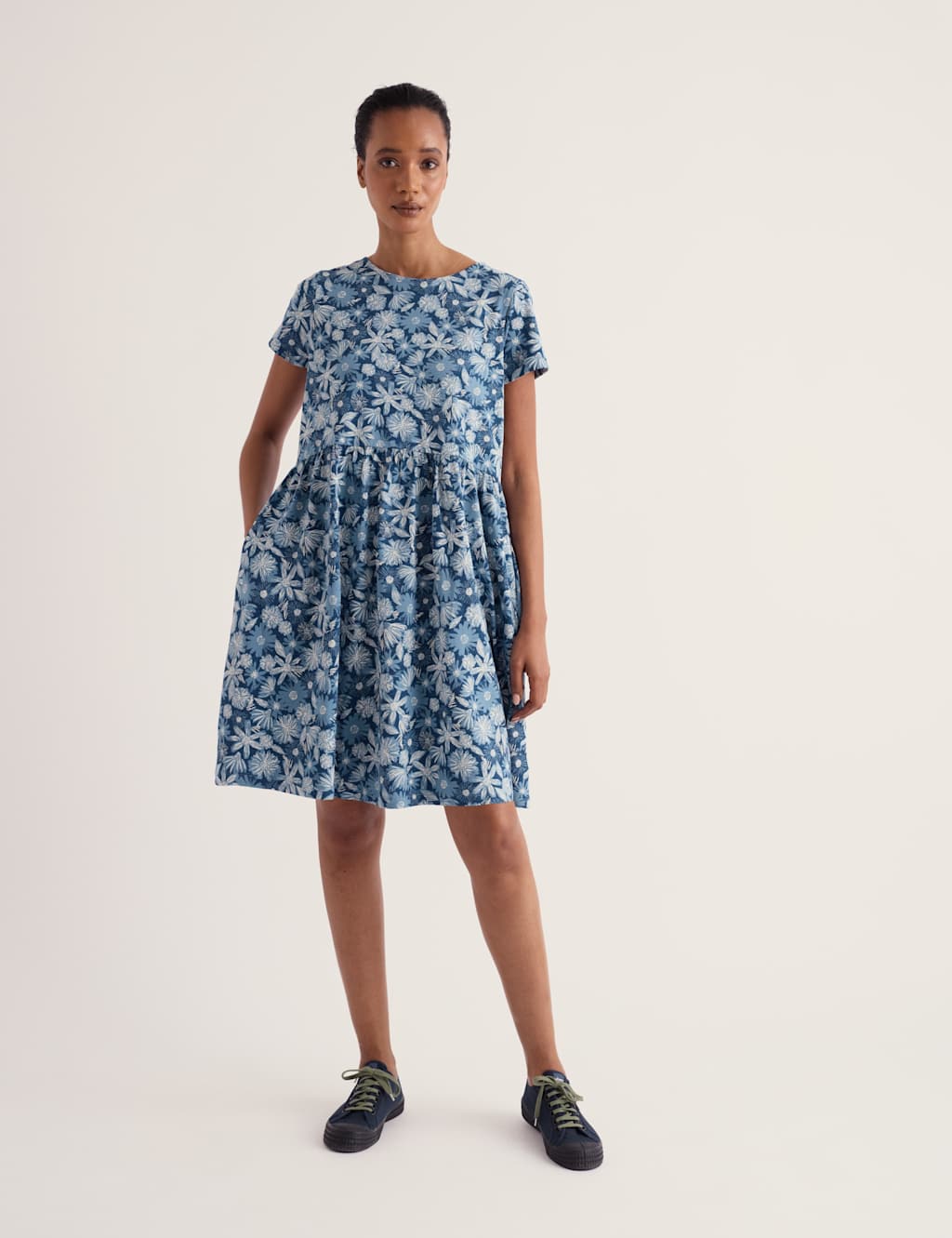 Seasalt Cornwall Women's Pure Cotton Floral Knee Length Shift Dress - 16 - Blue Mix - Available at M&S