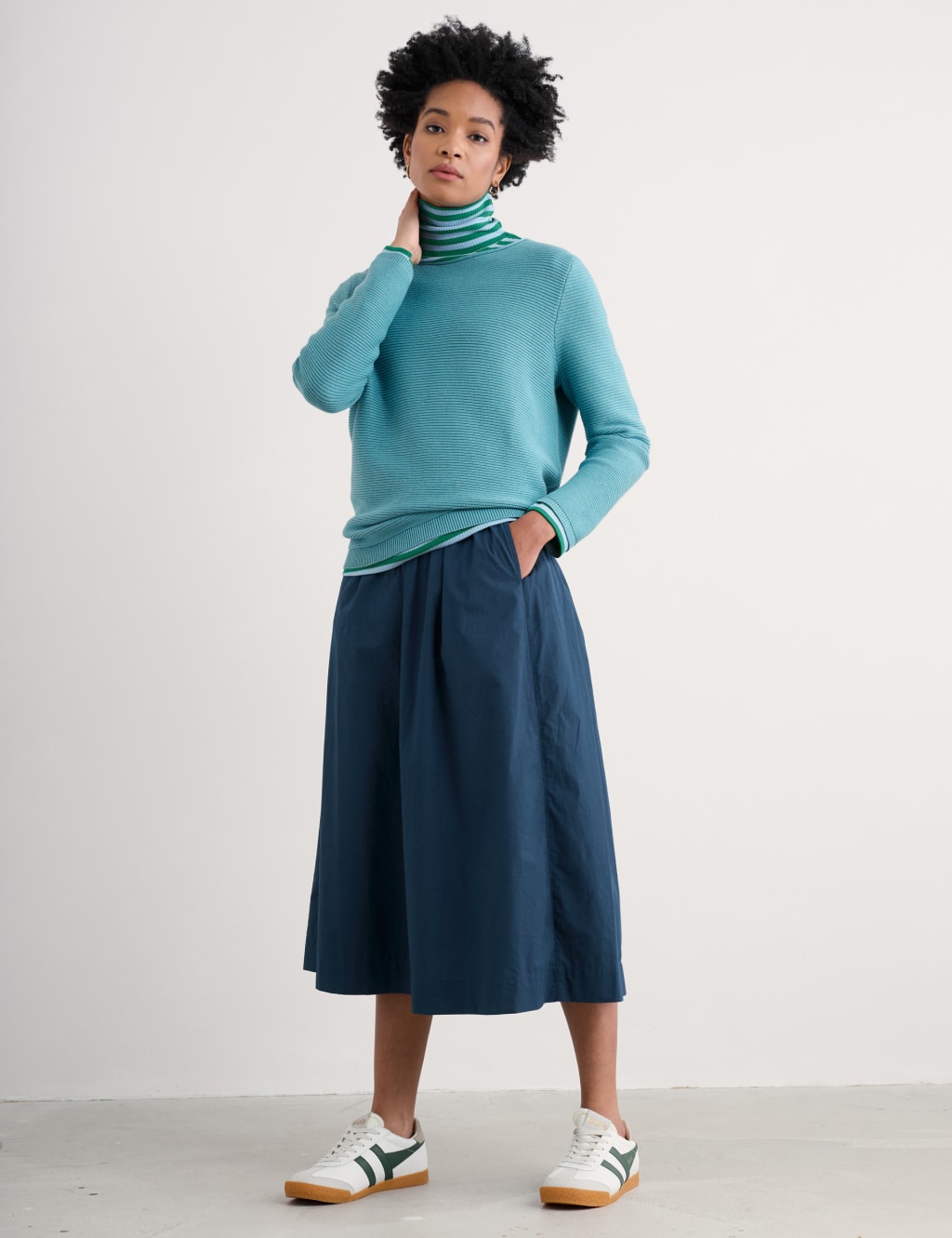 Pure Cotton Textured Crew Neck Jumper