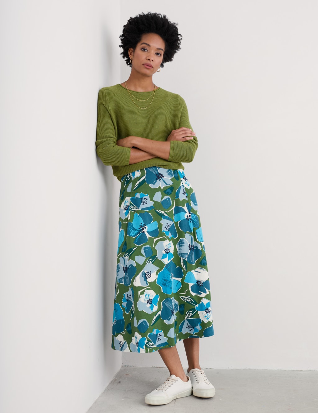 Pure Cotton Textured Crew Neck Jumper