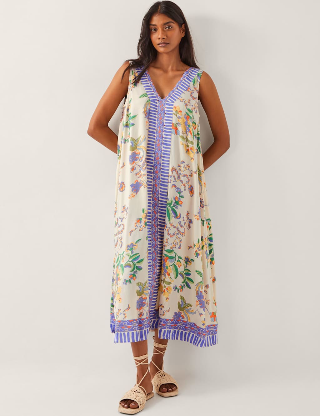 Printed V-Neck Maxi Beach Dress