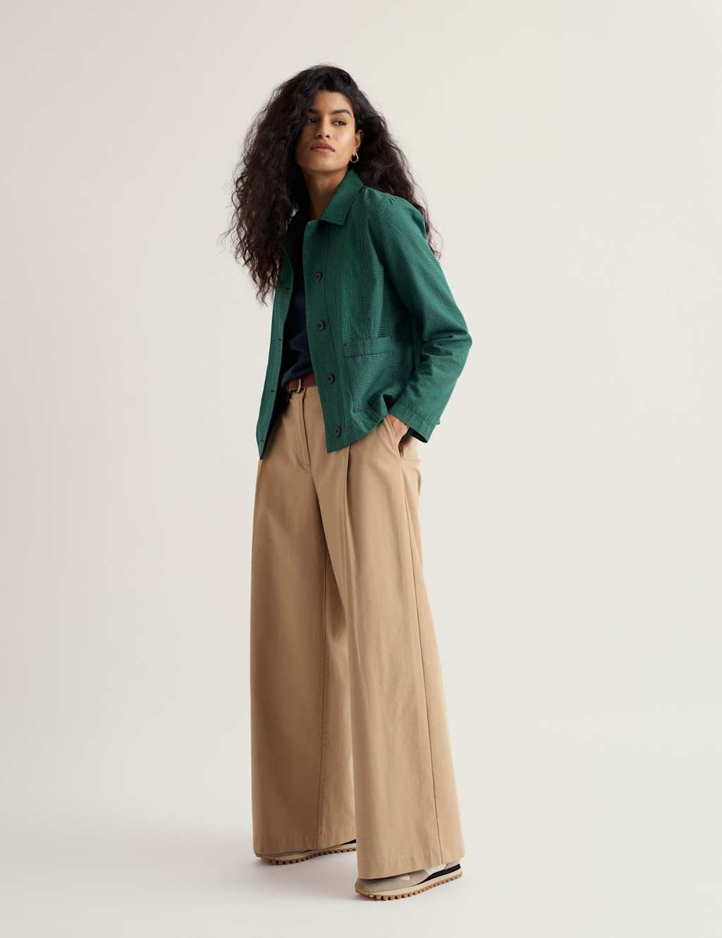 Seasalt Cornwall Women's Pure Cotton Checked Utility Jacket - 20 - Green Mix - Available at M&S