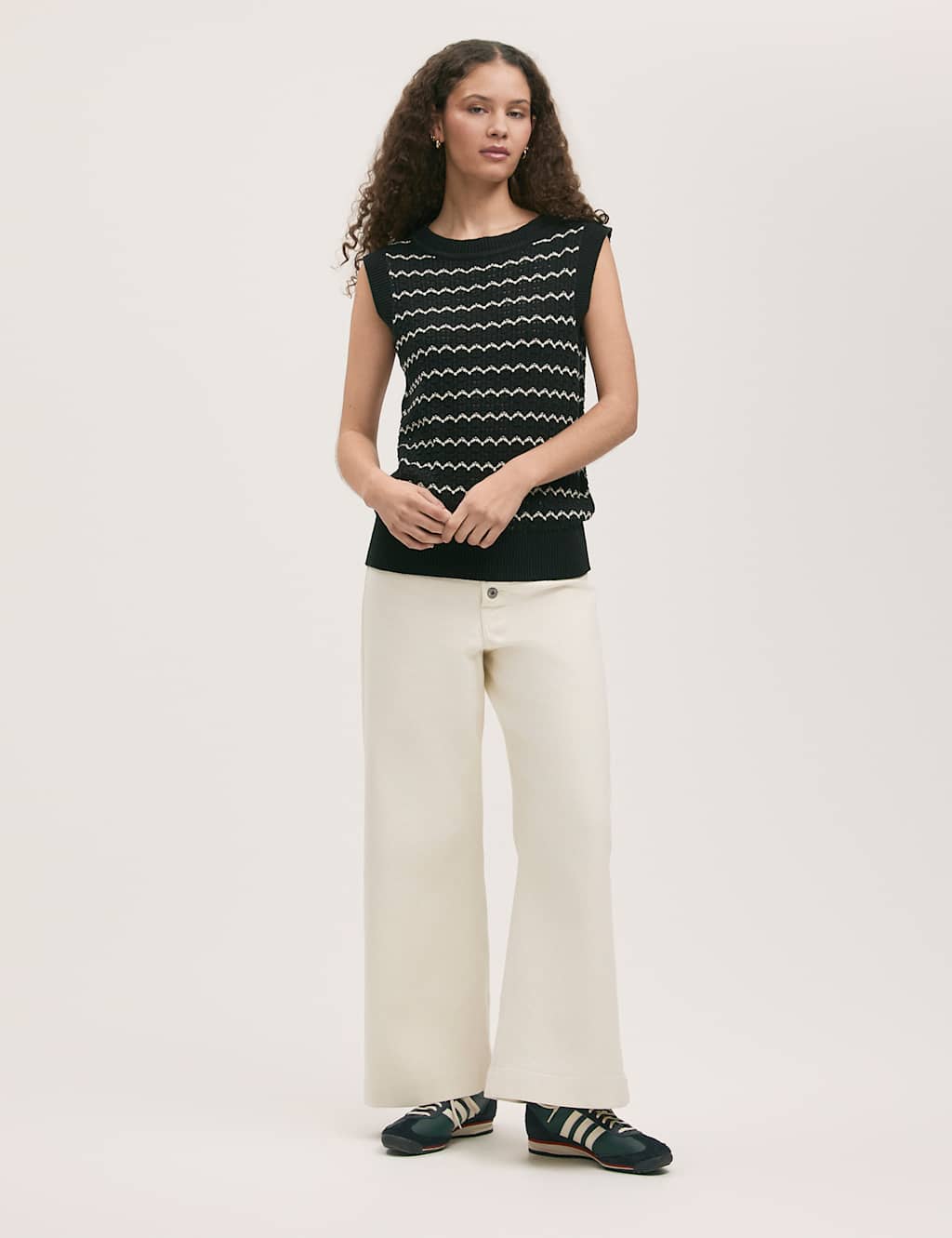 Cotton Rich Striped Knitted Vest