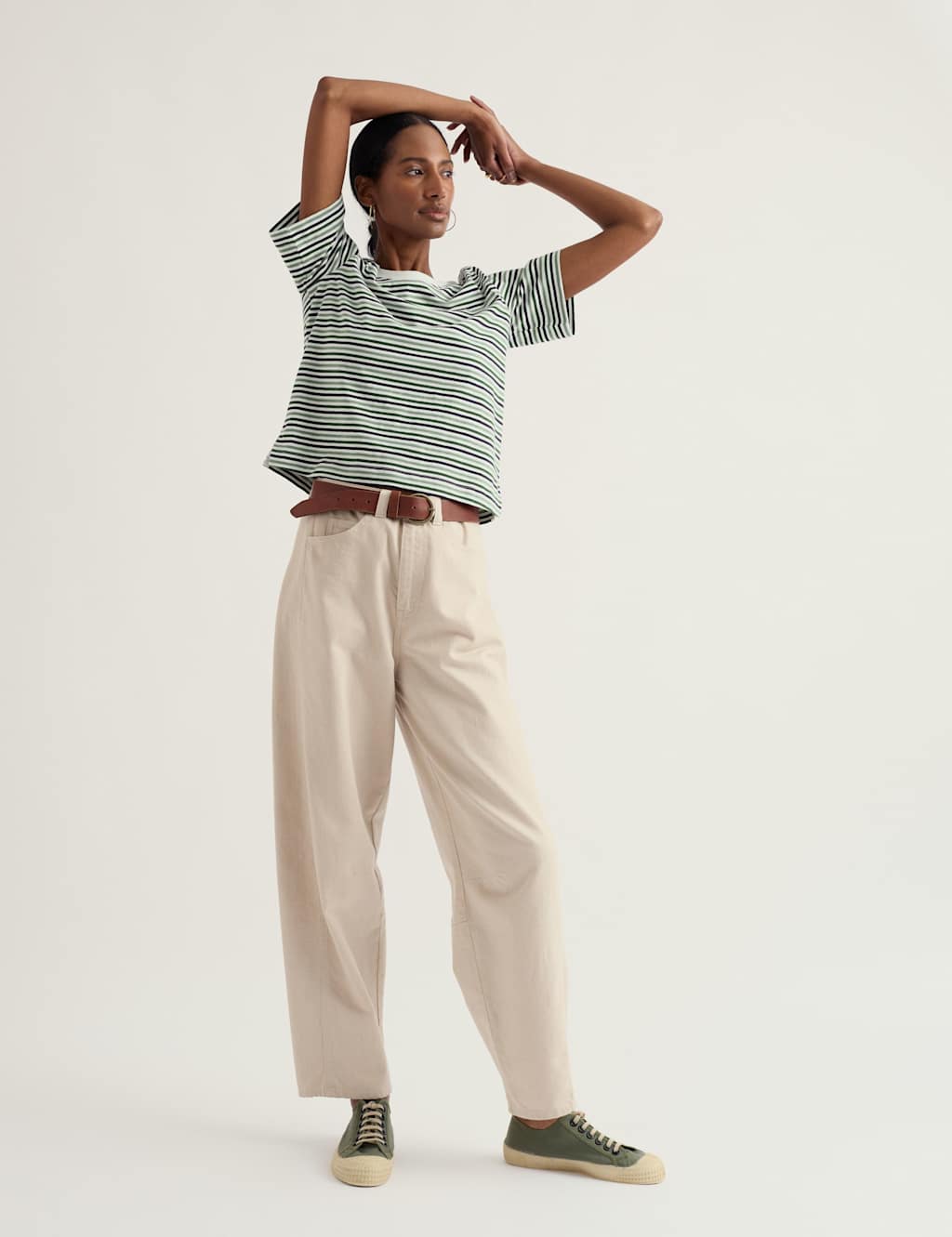 Seasalt Cornwall Women's Pure Cotton Striped T-Shirt - 16 - Green Mix - Available at M&S