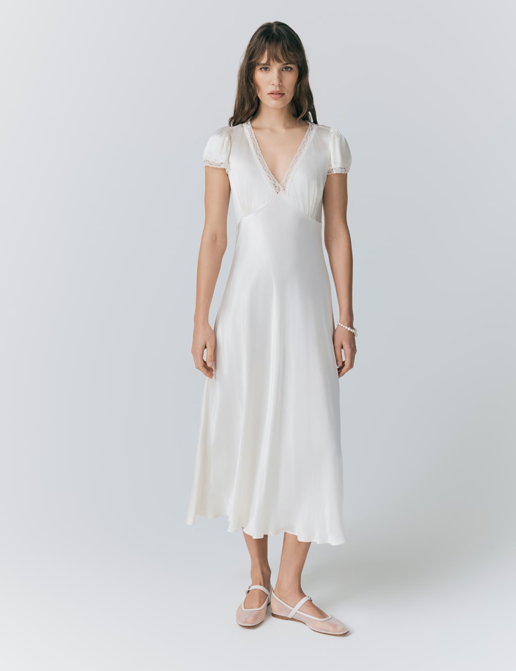Satin V-Neck Midaxi Tea Dress