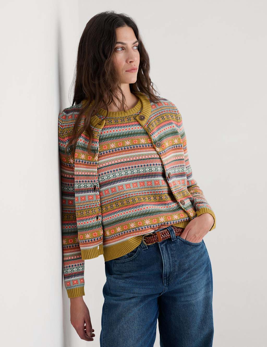 Seasalt Cornwall Pure Cotton Fair Isle Button Front Cardigan Multi