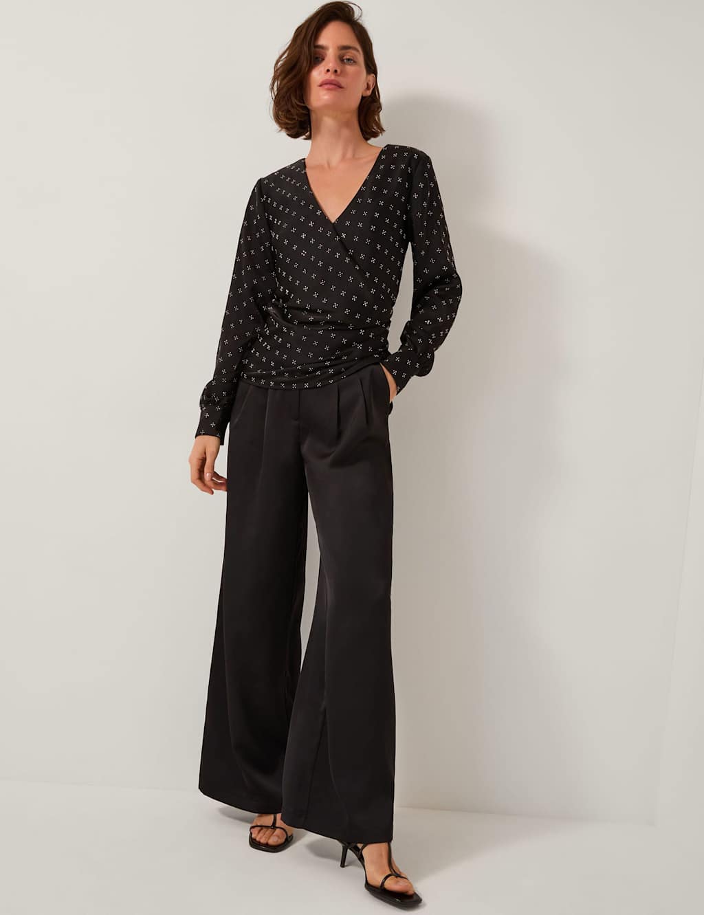 Monsoon Embellished V-Neck Blouse Black