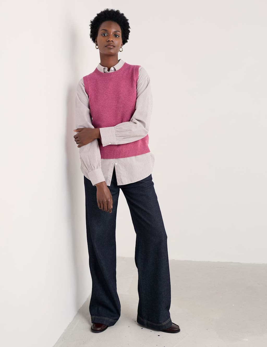 Seasalt Cornwall Merino Wool Rich Crew Neck Knitted Vest Pink