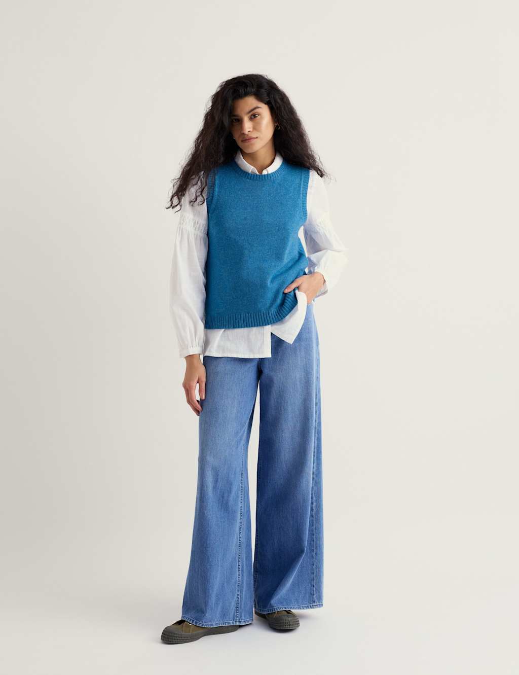Seasalt Cornwall Women's Merino Wool Rich Crew Neck Knitted Vest - 10 - Blue - Available at M&S