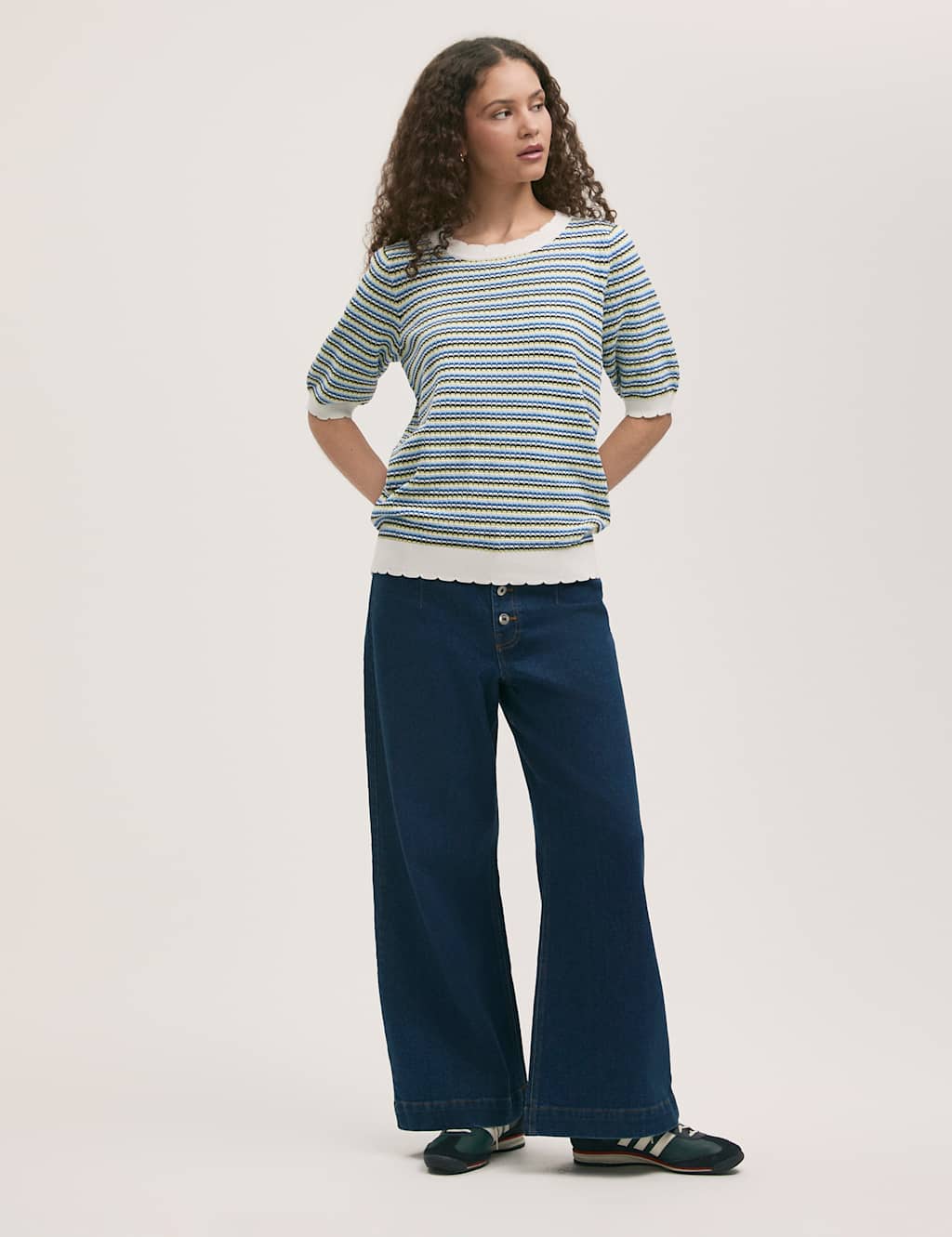 Pure Cotton Striped Knitted Top