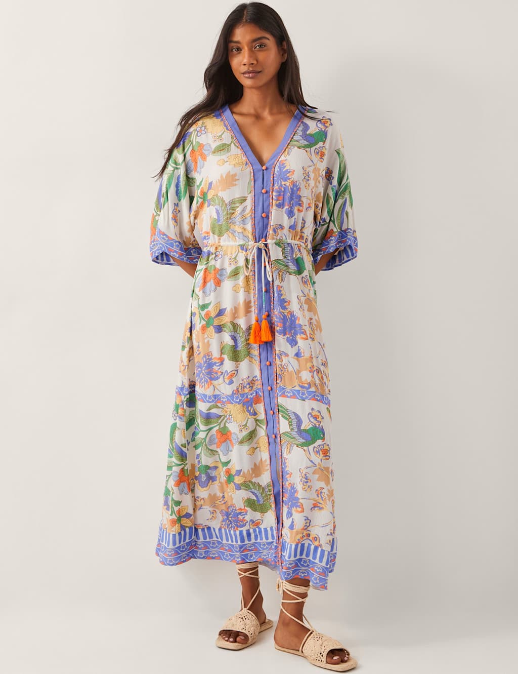 Floral V-Neck Midi Waisted Dress