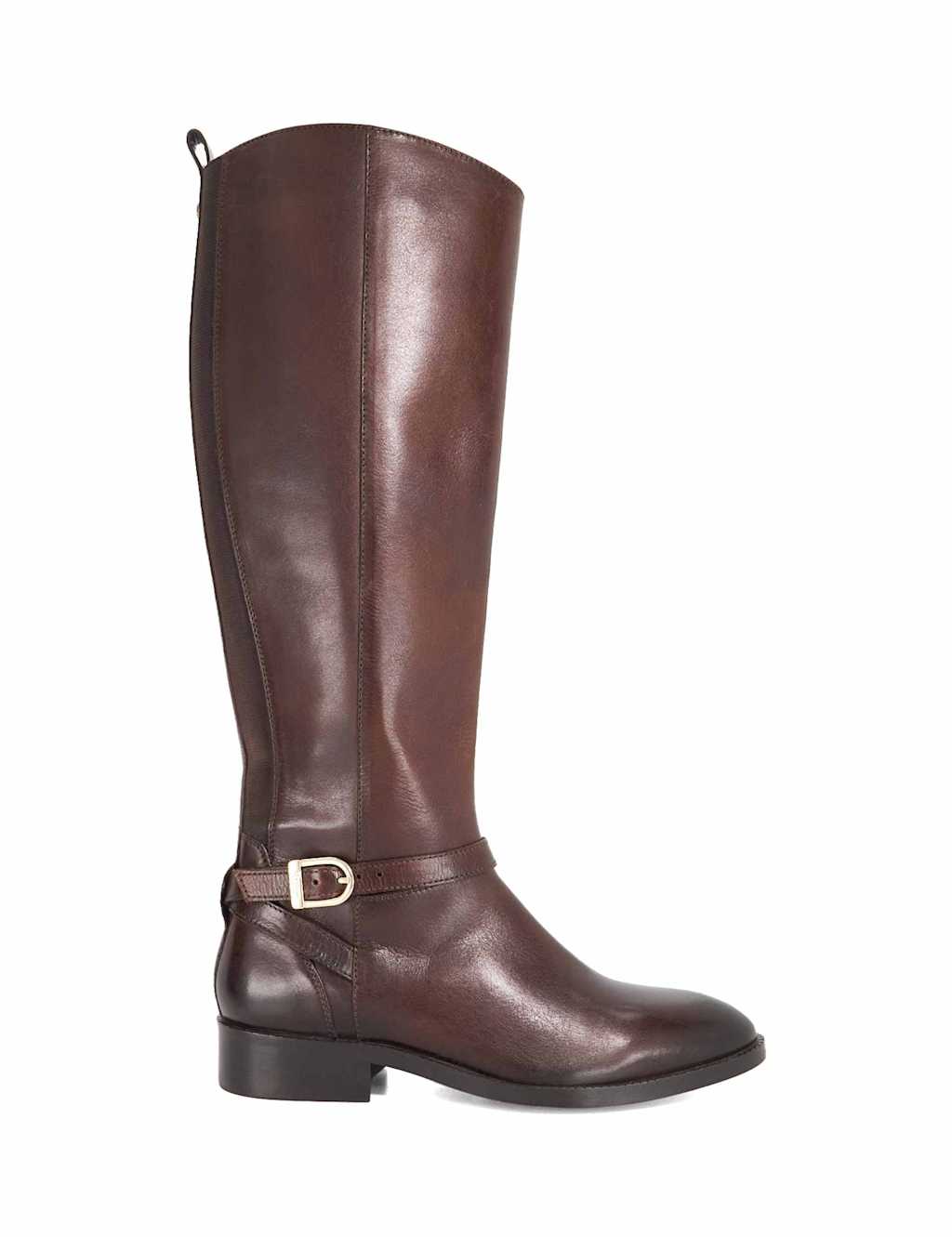 Dune London Wide Fit Leather Knee High Boots Brown