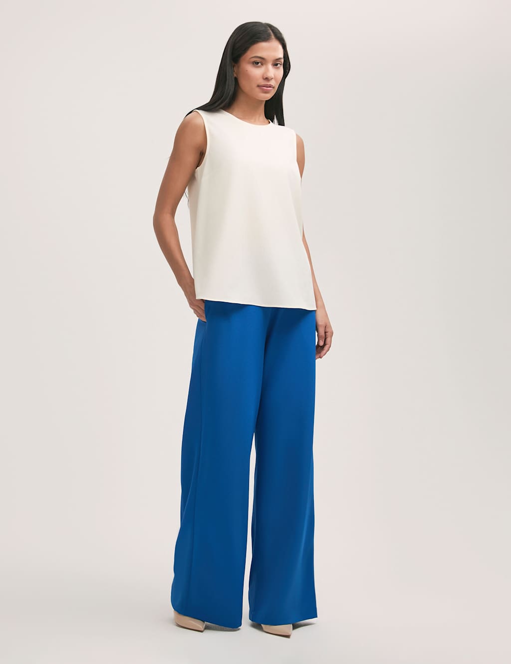 Elasticated Waist Wide Leg Trousers