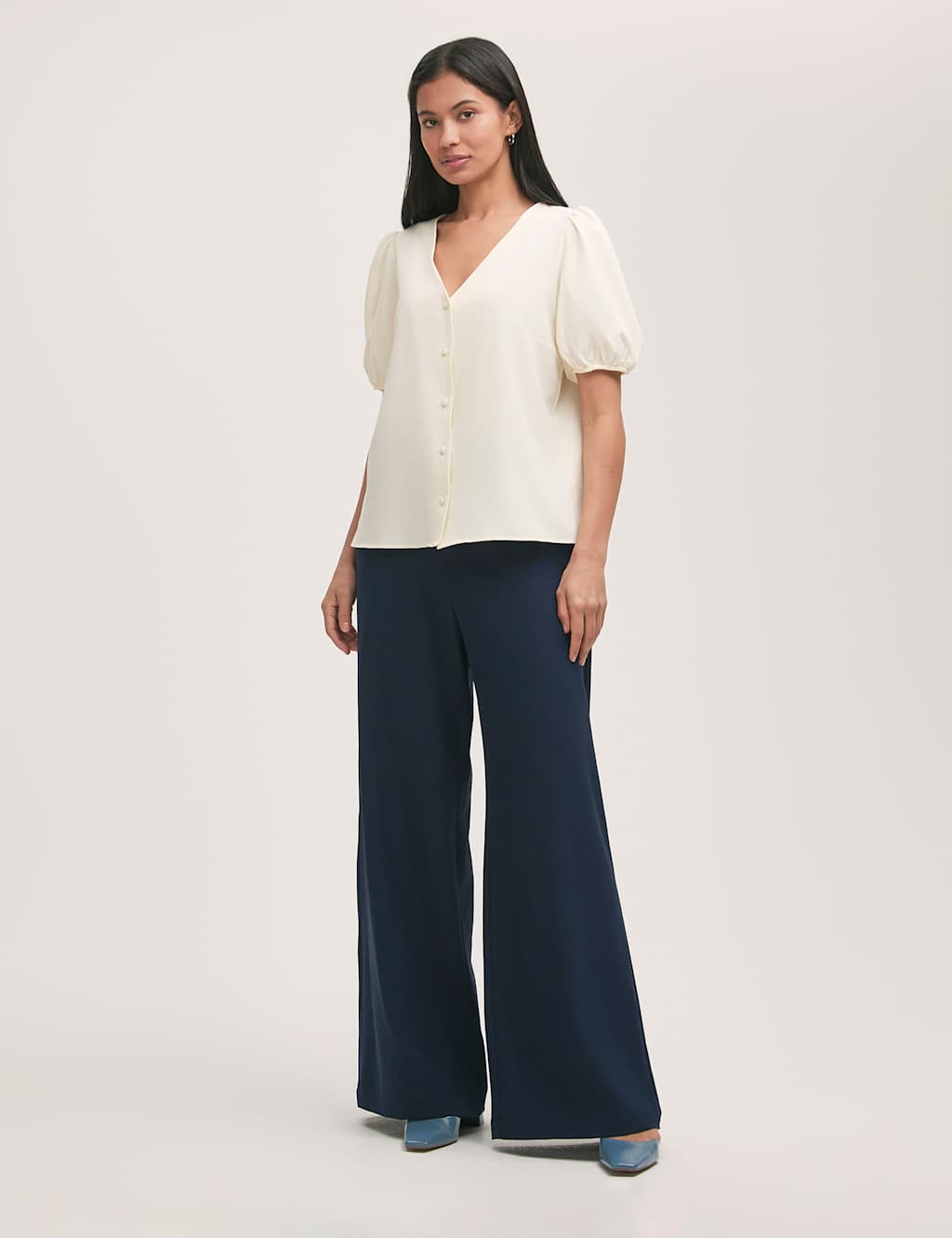 Elasticated Waist Wide Leg Trousers