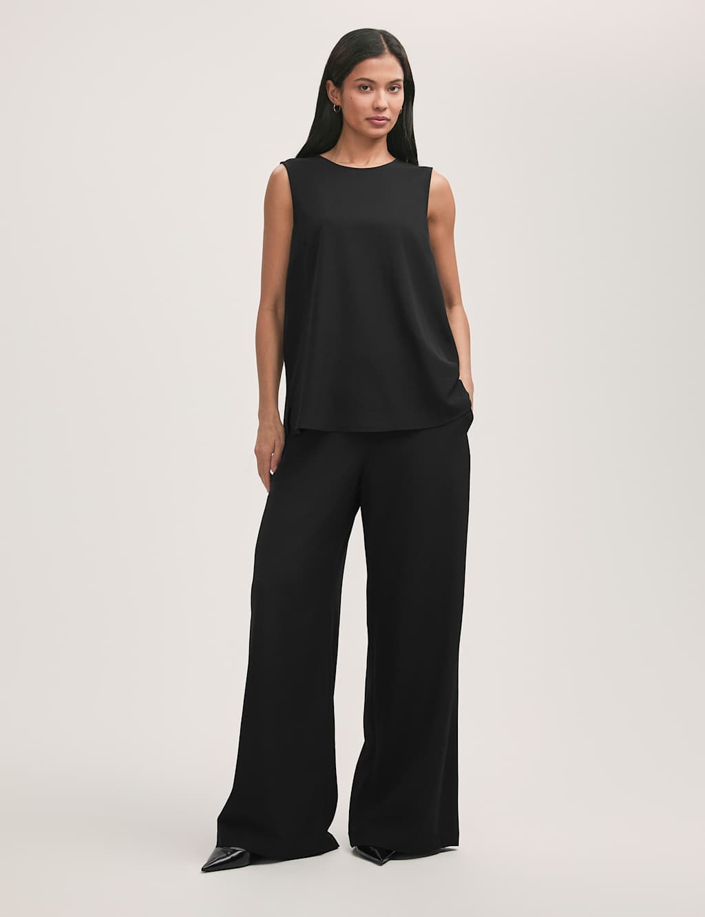 Elasticated Waist Wide Leg Trousers