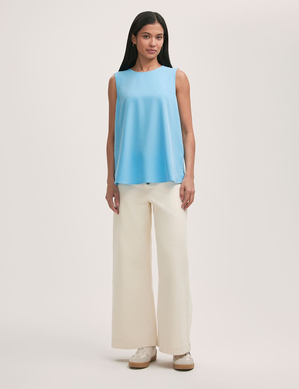 Crepe Round Neck Shell Top