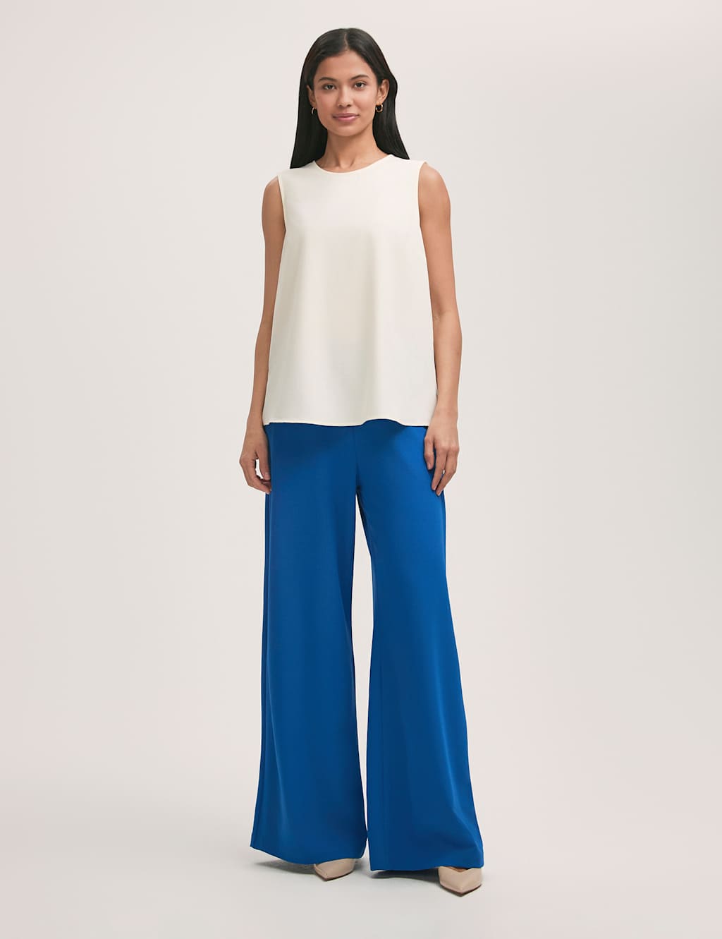 Crepe Round Neck Shell Top