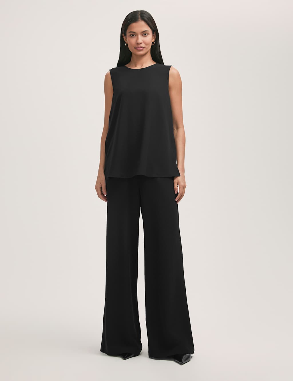 Crepe Round Neck Shell Top