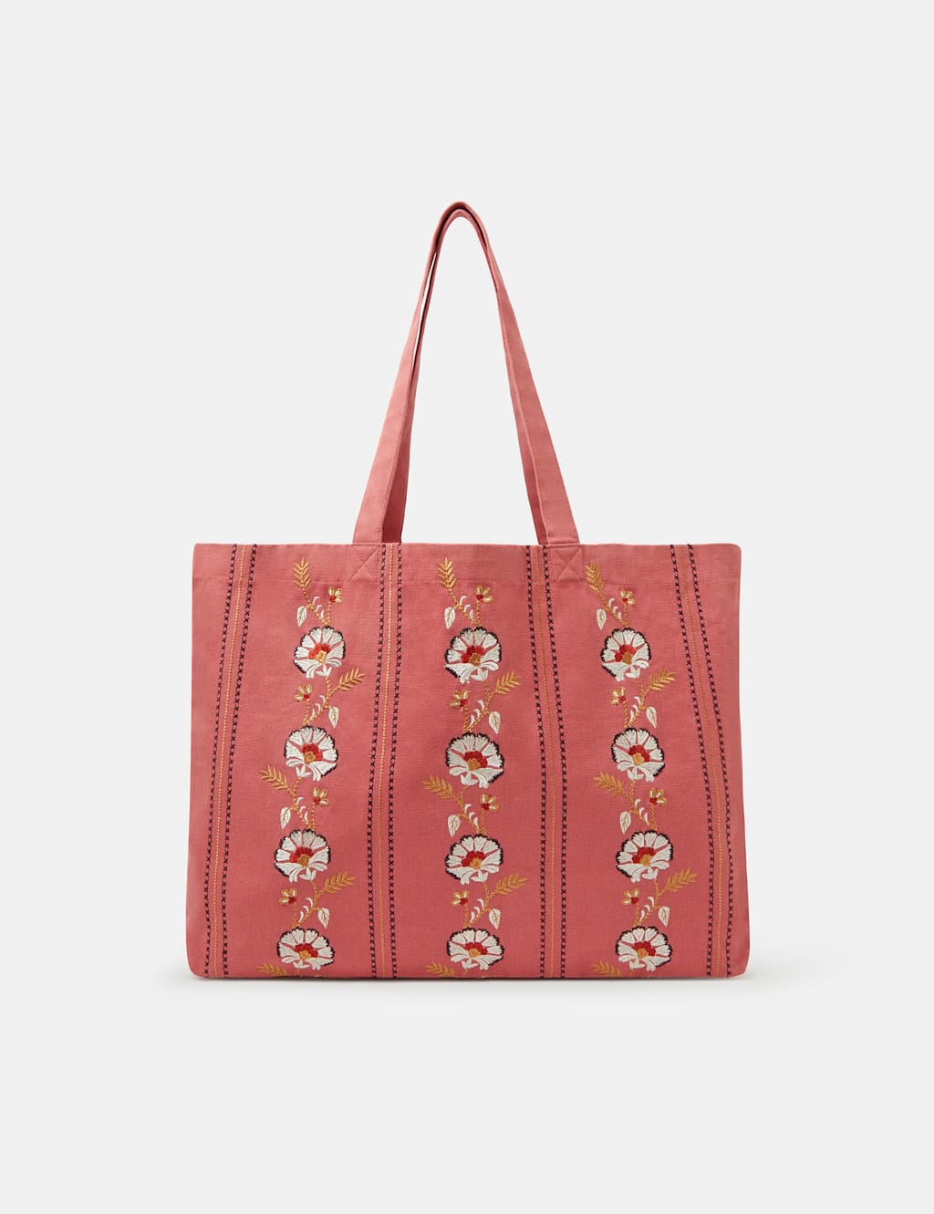 Accessorize Women's Cotton Rich Embroidered Shopper - Dusky Rose - Available at M&S