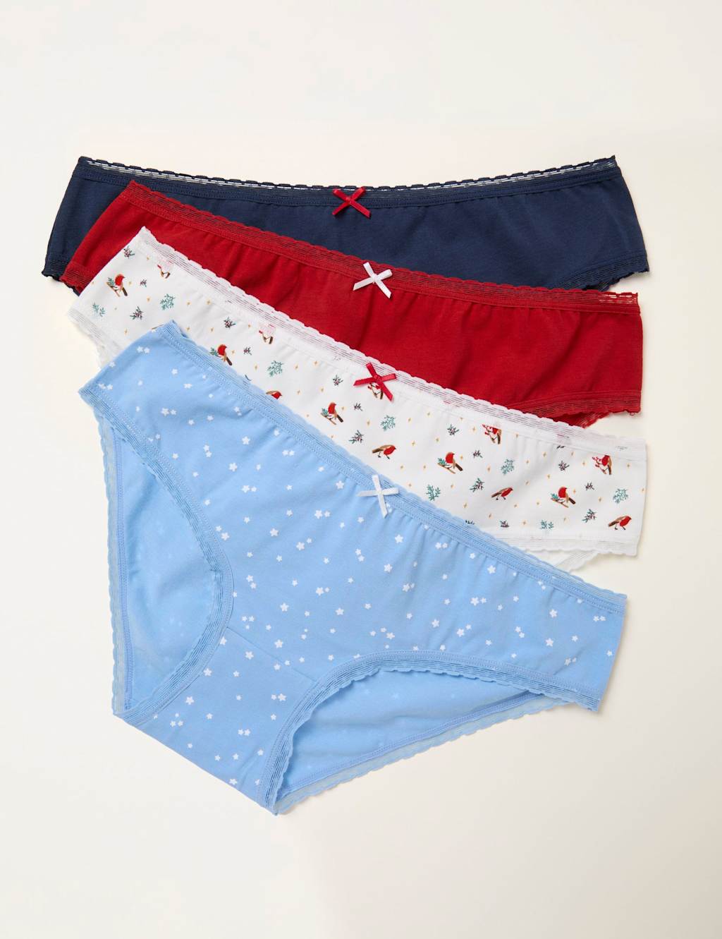 FatFace 4pk Cotton Rich Winter Print Briefs Multi