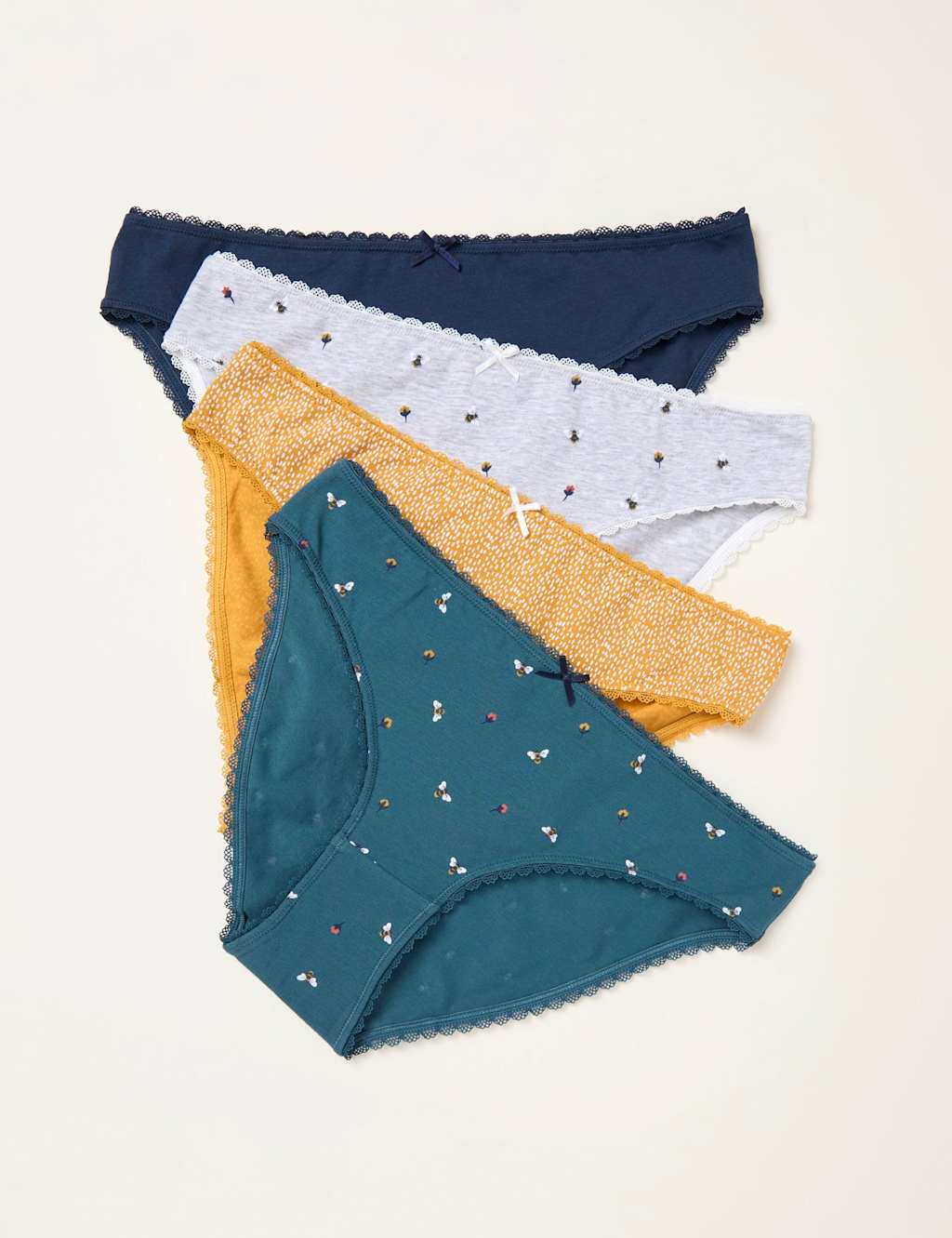 FatFace 4pk Cotton Rich Bee Knickers Multi