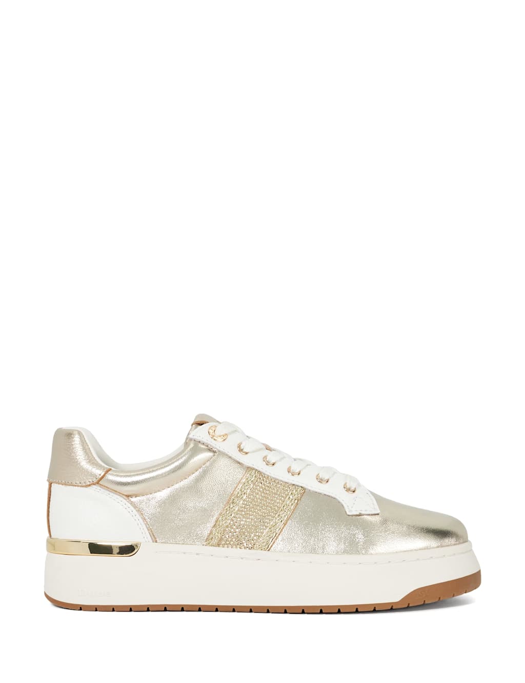 Leather Lace Up Metallic Trainers