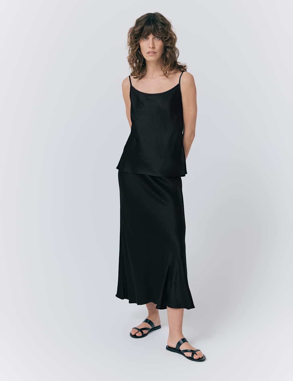 Satin Midi Slip Skirt