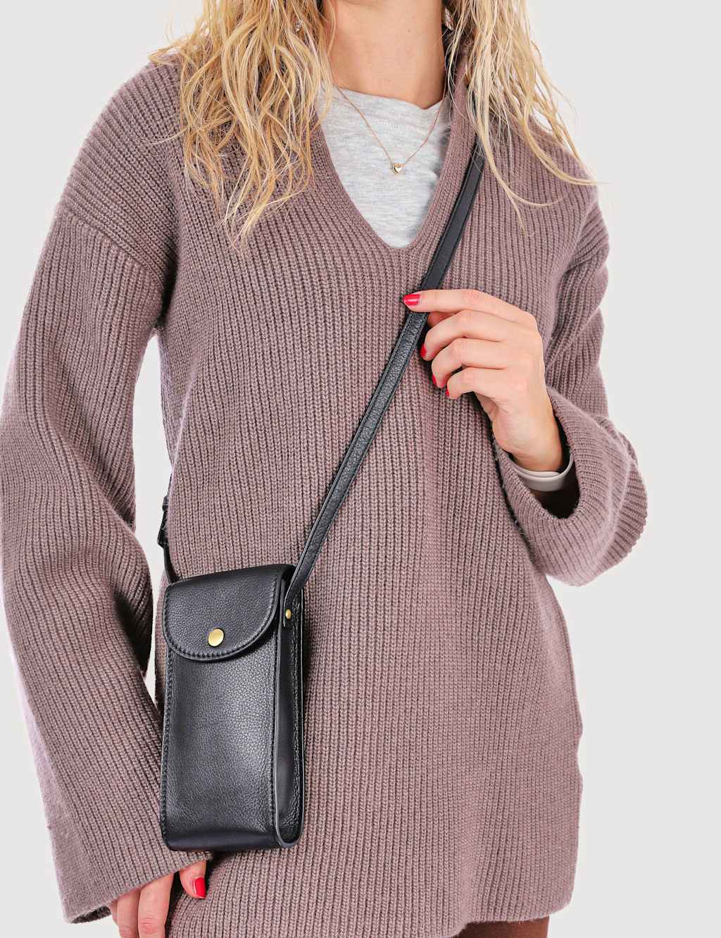 Jones Bootmaker Leather Cross Body Bag Black