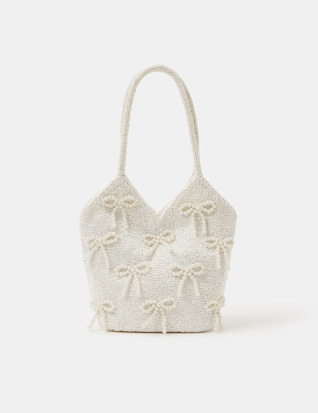 Accessorize Women's Pearl Bow Bucket Bag - Ivory - Available at M&S