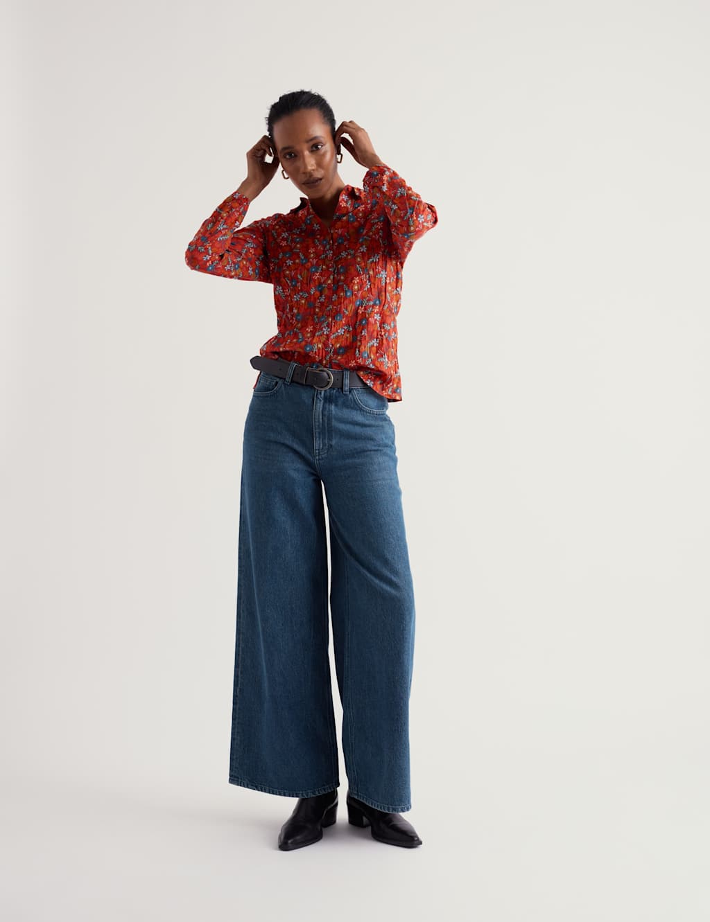 Seasalt Cornwall Women's Pure Cotton Textured Floral Shirt - 20 - Orange Mix - Available at M&S