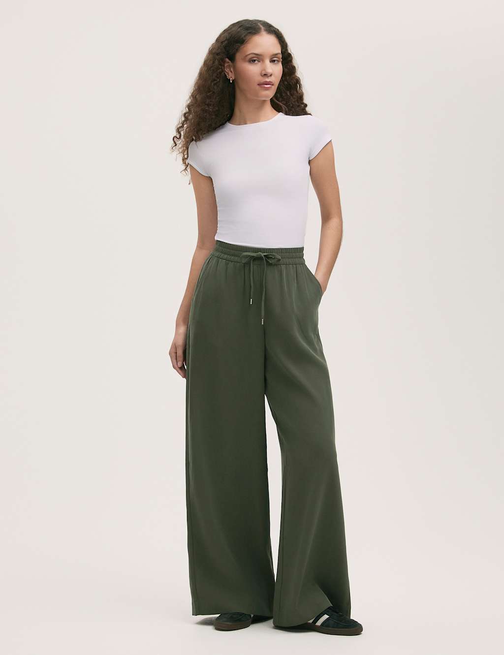 Drawstring Relaxed Wide Leg Trousers