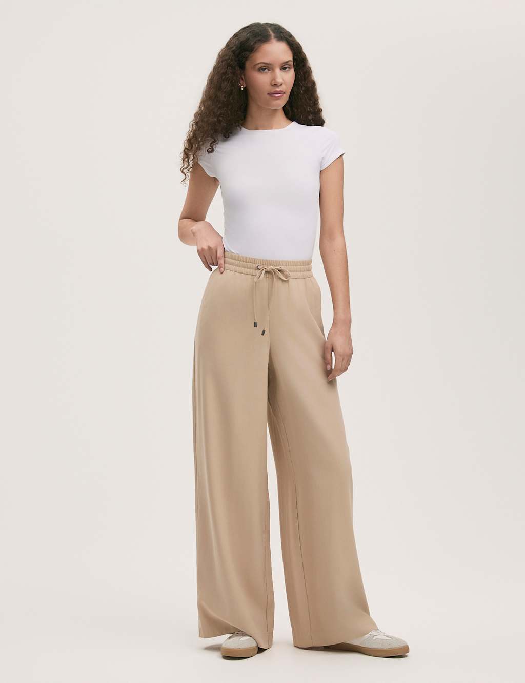 Drawstring Relaxed Wide Leg Trousers