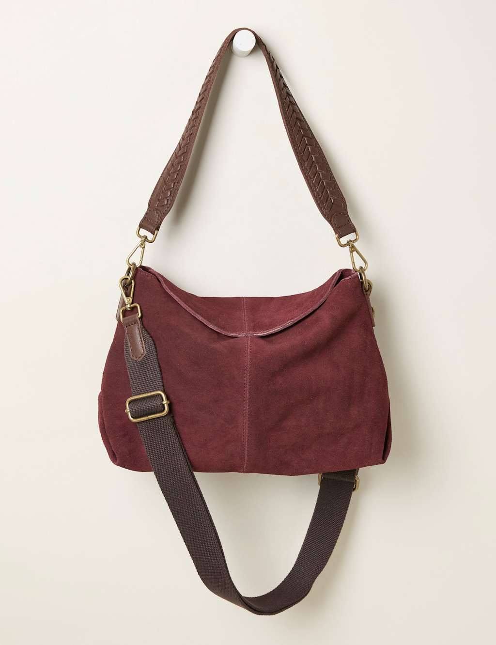 FatFace Suede Envelope Shoulder Bag Burgundy