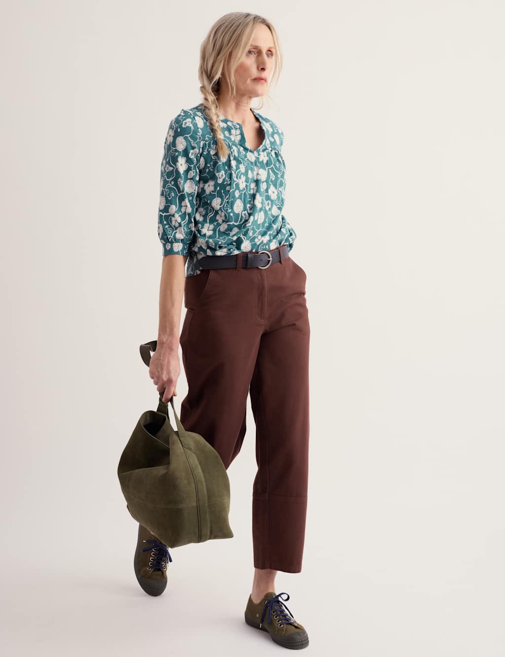 Seasalt Cornwall Women's Pure Cotton Floral Notch Neck Relaxed Top - 16 - Blue Mix - Available at M&S