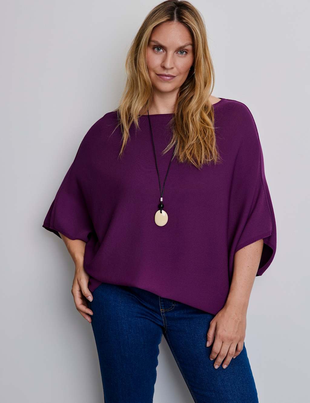 Live Unlimited London Women's Batwing Sleeve Jumper - 16 - Plum - Available at M&S