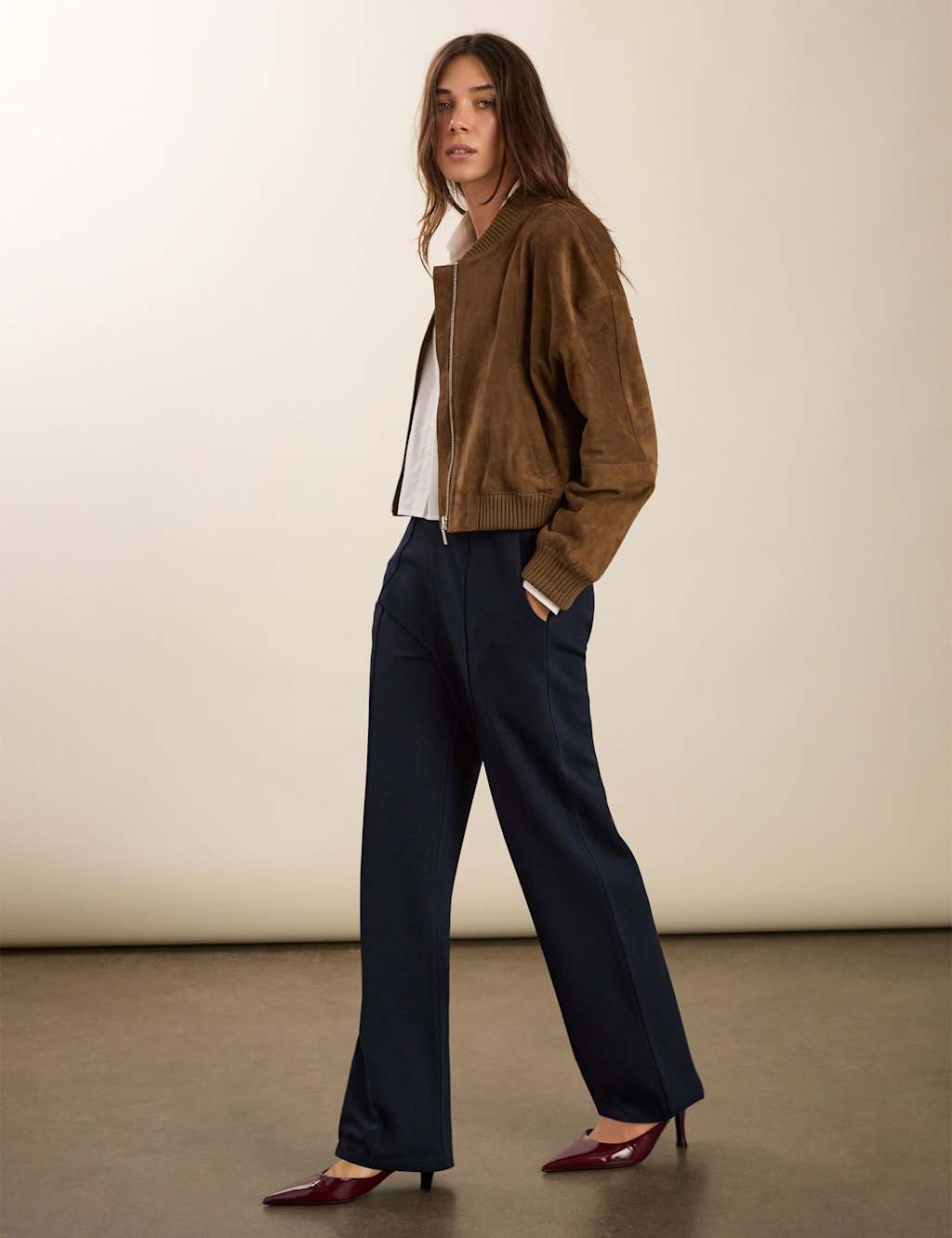 BAUKJEN Jersey Carrot Leg Trousers Navy