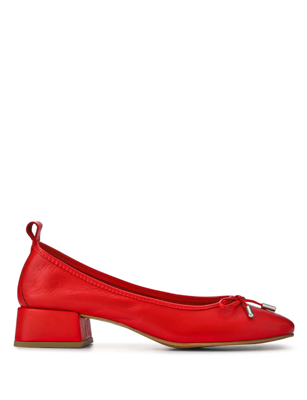 Leather Block Heel Ballet Pumps