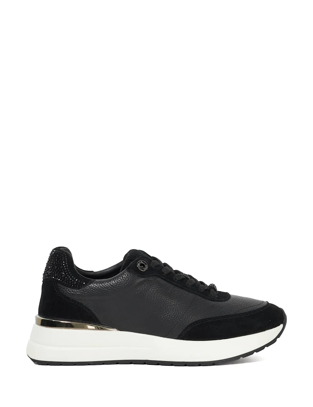 Dune London Leather Metallic Trainers Black