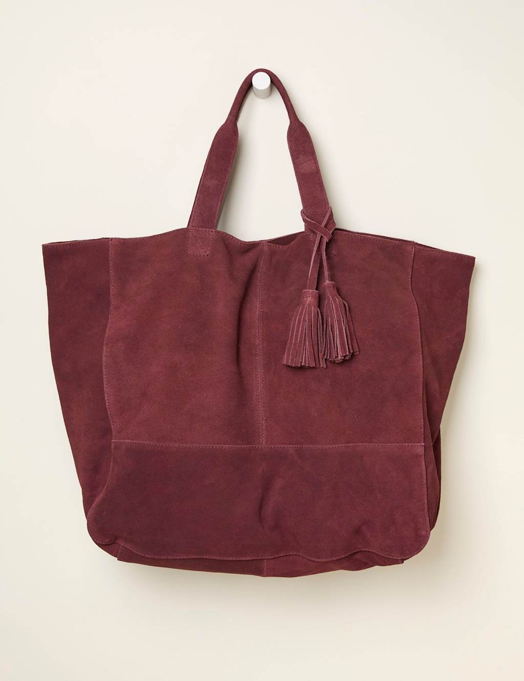 FatFace Suede Tote Bag Burgundy